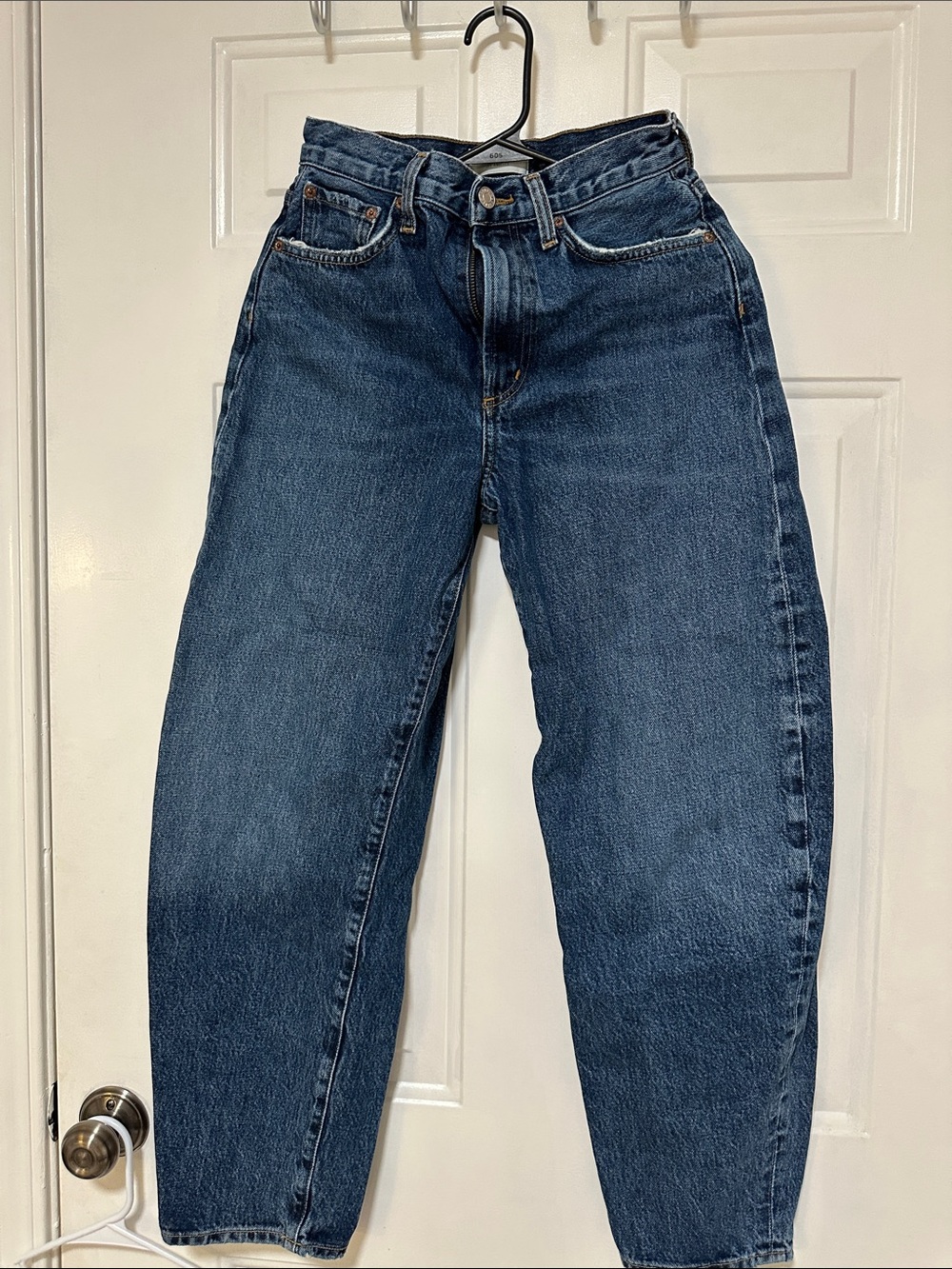 Re/Done High-Rise Straight Leg Dark Blue Jeans
